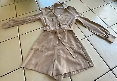 KOOKAI Montmartae Playsuit Romper Sand Long Sleeve Belted Pockets Size 38 / 10 • $40