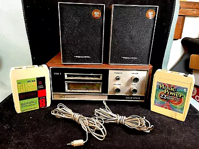 Belle Wood Stereo 8 Solid State 8 Track Player Model 8000 W Speakers & Tapes+ • $40.95