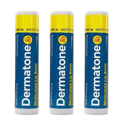 Dermatone Lip Balm SPF 30 | 3-Pack Stocking Stuffer | Moisturizing | Medicated | • $13.87