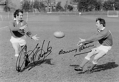 Barry John Gareth Edwards Wales Passing Ball To Each Other Signed 12x8 Photo • £104.99