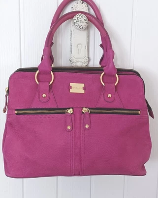 £55 • Buy Modalu Pippa Handbag In Shocking Pink Handbag Nubuck Leather Shoulder Grab Bag 