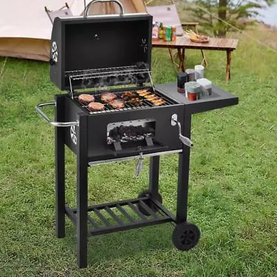 Panana Charcoal BBQ Grill Smoker Trolley With Shelves Bottle Opener And Wheels • £84.99