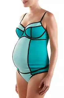 NEW CACHE COEUR Rosy  Colorblock Maternity Tankini Swim Top SIZE XS 6-8 • $38.95