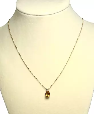 Vintage Citrine Diamond Pendant Necklace 14K Yellow Gold Orange Yellow Estate • $39