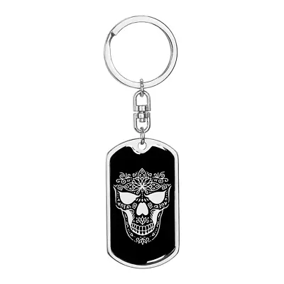 Calavera Mexican Sugar Skull 167 Stainless Steel Or 18k Gold Premium Swivel Dog • £62.69