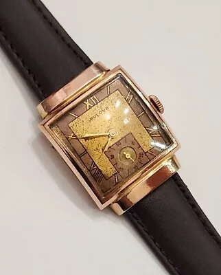 Vintage 1940 Bulova  Beacon  -  14K Rose Gold Filled Vintage Art Deco Watch • $124.95