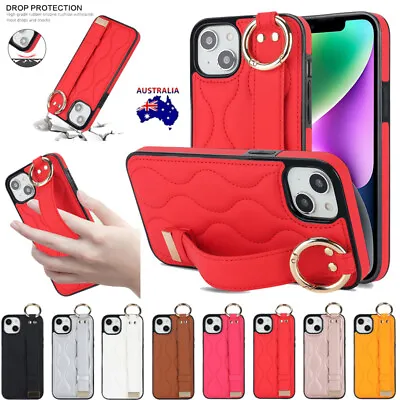 For IPhone 15 Pro Max 14 13 12 11 XS 7/8 Plus Case Wristband Leather Ring Cover • $14.99
