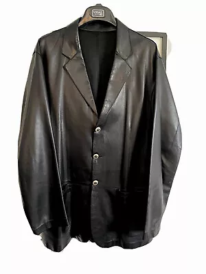 Leather Blazer Jacket Black Made By Versace V2classic Three Bottoms • $209