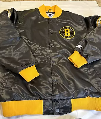 Starter Black Label Boston Bruins Varsity Satin Full-Snap Jacket Men’s Size 2XL • $89.25