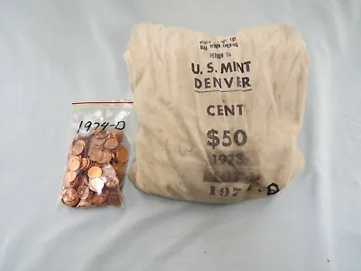 250 - 5 Rolls - $2.50 Uncirculated 1974-D Lincoln Pennies From US Mint Bag  • $24.48