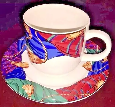 VINTAGE Vitromaster Sue Zipkin Cups And Saucers  Curtain Call  1993 (Set Of 4) • $9.99