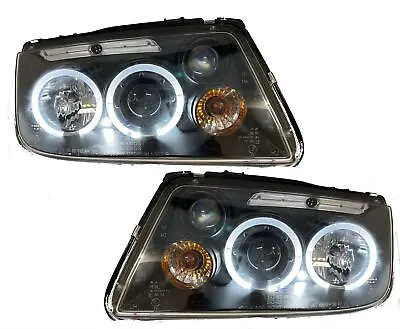 LHD Headlights Projector Pair Angel Eyes Clear Black For VW Bora • $157.96