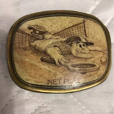 Vintage 3 Inch  Net Play  Tennis Belt Buckle • $14.99