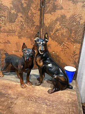 Vintage Doberman Pinscher Statues One Marwal Stunning Repaired Large Pair • $99.99