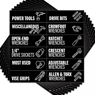 Toolbox Organization Magnetic Labels - 80 Large Tool Chest Organizer Labels Wit • $135.12