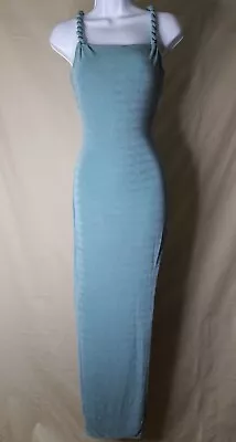 NEW OH POLLY Blue Oma Thigh High Split Maxi Dress (2)  • $39.69