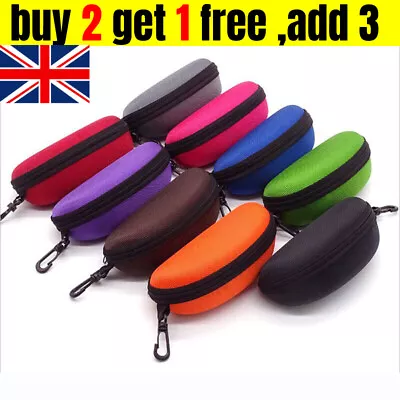 Portable Zipper Eye Glasses Sunglasses Hard Case Box Protector Large Hold Gift • £6.56