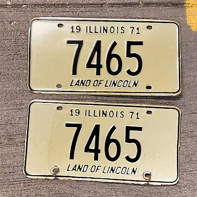 1971 Illinois License Plate Pair 7465 Low Number YOM DMV Clear Ford Chevy Dodge • $77.66