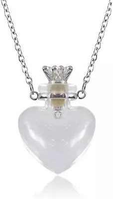 1PC Clear Heart Vial Bottle Necklaces Stainless Steel Chain Make A Wish Blood Vi • $17.06