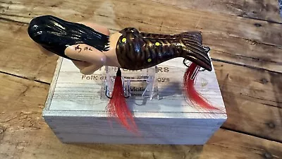 Folk Art Handmade Wooden MUSKY MERMAID TROUT Fishing Lure Decoy Signed In Box • $14.50