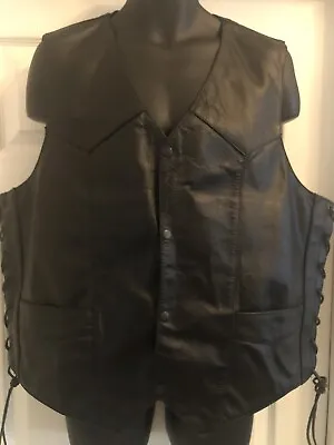 $59.99 • Buy X-Element Black Leather Motorcycle Vest, Indian  On Back Size 2XL