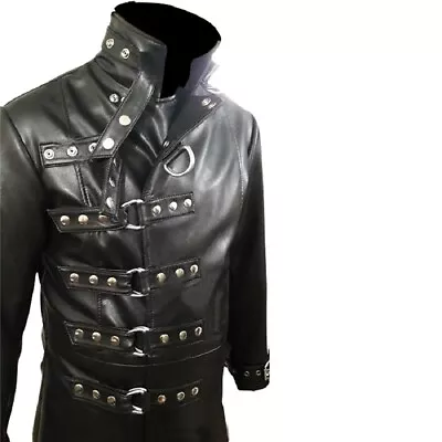 Mens Steampunk Van Helsing Coat Gothic Coat Genuine Black Leather • $188.99