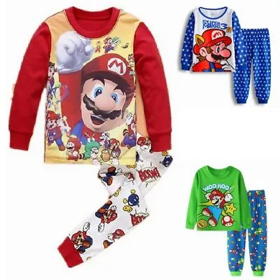 £10.82 • Buy Super Mario Boys Kids Pyjamas Long Sleeve Sets Pjs Sleepwear Nightwear Outfit.UK
