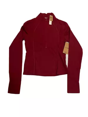 Victoria Secret PINK Ultimate Half Zip Jacket Womens Small Slim Mock Neck Red • $39.95