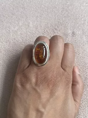 QVC Amber Cocktail Ring Size K • £50