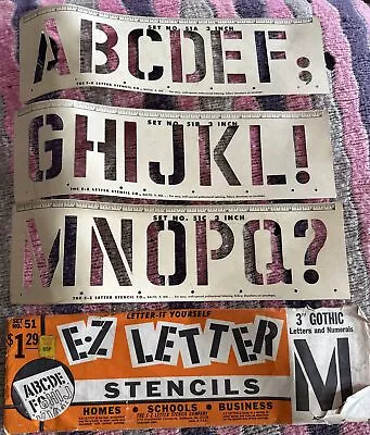 1964 Vintage 3  Tall Stencils E-Z Letter Gothic Paper • $18