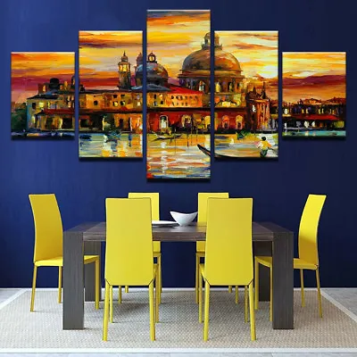 Abstract Grand Canal Venice Italy Painting 5 Panel Canvas Print Wall Art Poster • $171.96