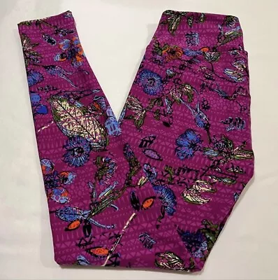 NEW LuLaRoe OS Leggings MAGENTA PINK BLUE FLORAL Aztec Southwest Western TRIBAL • $15.93