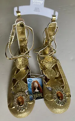 NWT Disney Store Brave Merida Size 2/3 Gold Gladiator Sandal Costume Shoes • $29.95