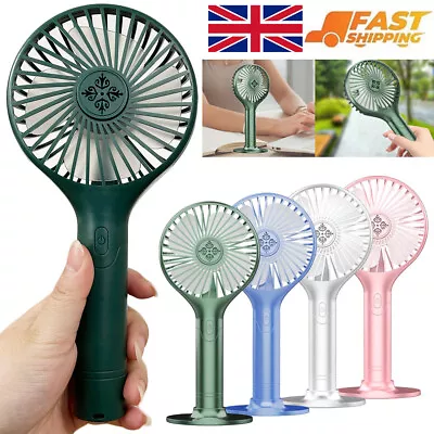 Portable Mini Hand-Held Fan 3 Speed Cooler Cooling USB Rechargeable Desk Fans UK • £3.98