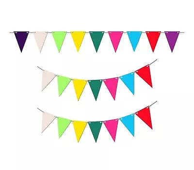 Multi 40ft (12M) Waterproof Fabric Outdoor Living Garden Bunting Patio Décor • £11.97