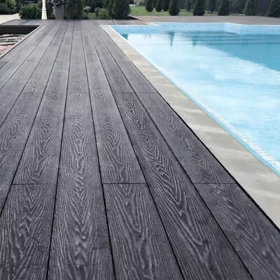 6/11/12/22x WPC Garden Composite Decking Tiles Interlocking Patio Flooring Grey • £55.95