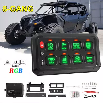 8 Gang Switch Panel Green Back Lights For Can-Am Polaris RZR UTV ATV Accessories • $127.89