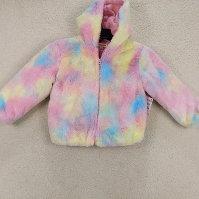 £7.76 • Buy Tucker + Tate Faux Fur Tie Dye Jacket Size 4 In Pink Chiffon W/Hood