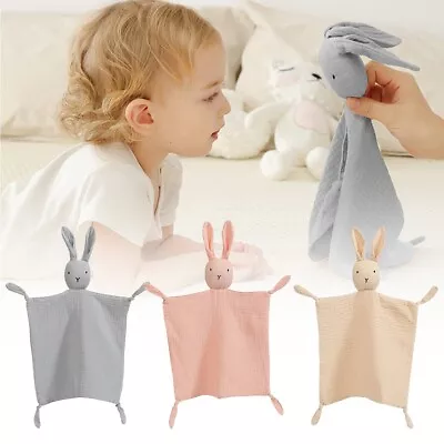 Baby Soft Cotton Bunny Comforter Muslin Baby Blanket Unisex Vivid Interest Safe • £2.79