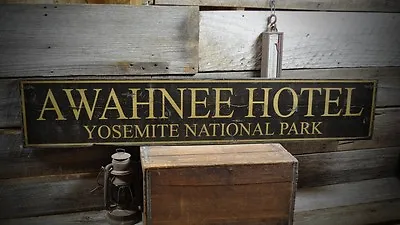 Custom Hotel National Park Sign - Rustic Hand Made Vintage Wooden • $149
