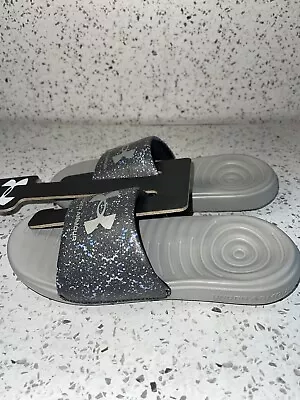 Under Armour Kids Ansa Graphic Slides Sandals Gray/Black Size 2 New • $25