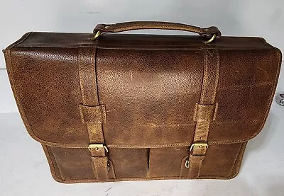 Amerileather Brown Genuine Leather Pigskin Executive Briefcase • $49.90