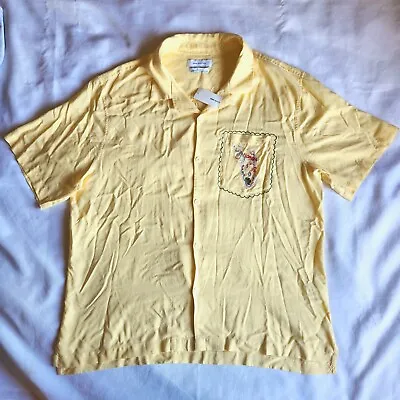 Urban Outfitters Embroidered Florida Cabana Souvenir XL Yellow Button-up Shirt • $17.95