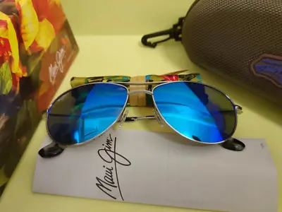 NEW  Maui Jim B245-17 BABY BEACH  Silver Frame POLARIZED Blue Lens Sunglasses • $159.99