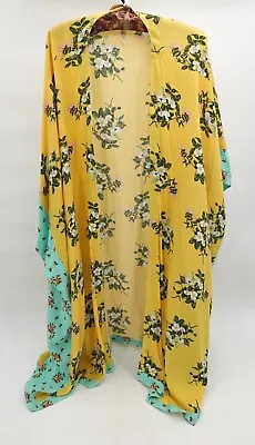 Matilda Jane Cardigan Duster Medium/Large Yellow Floral Open Short Sleeve • $22.09