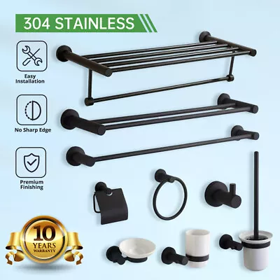 Towel Rail Racks Toilet Roll Holder Robe Hooks Bathroom Accessories Set Chrome • $13.04