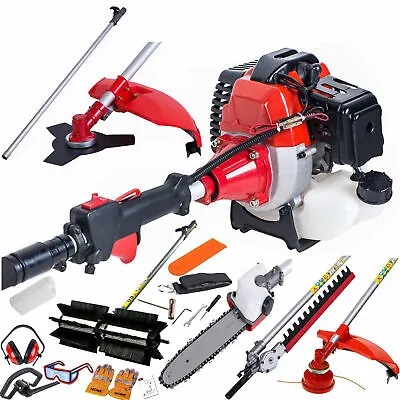 Multi Function Garden Tool 5in1 Petrol Strimmer Brush Cutter Chainsaw Sweeper • £219.99