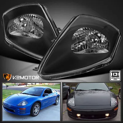 Black Fits 2000-2005 Mitsubishi Eclipse Headlights Head Lamps Left+Right 00-05 • $90.38