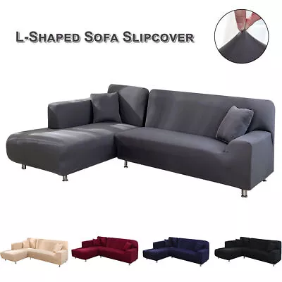 Sectional Couch Covers L-Shaped Sofa Covers Softness Furniture Polyester Fabric • $35.19