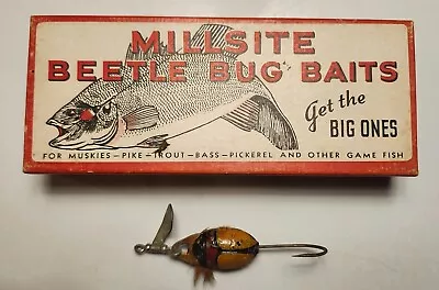 (g)pre-war 1938 Millsite Beetle Bug #184 Vintage Fishing Lure W/box & Paperwork • $39.99